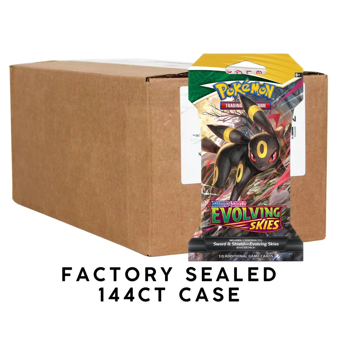 Pokemon TCG Evolving Skies Sealed Booster Case 144 Sleeved Packs Factory Sealed